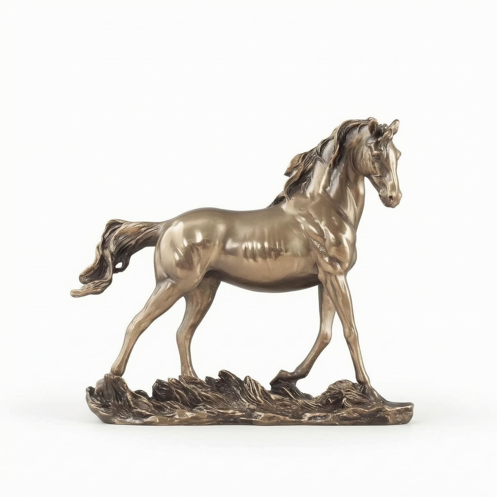 F Fityle Estatua de Caballo de Bronce Figura Escultura Ornamental Adorno para Decoración Acabado Pulido Fundición en Frío Base, Caballo De Bronce Fundido En Frío