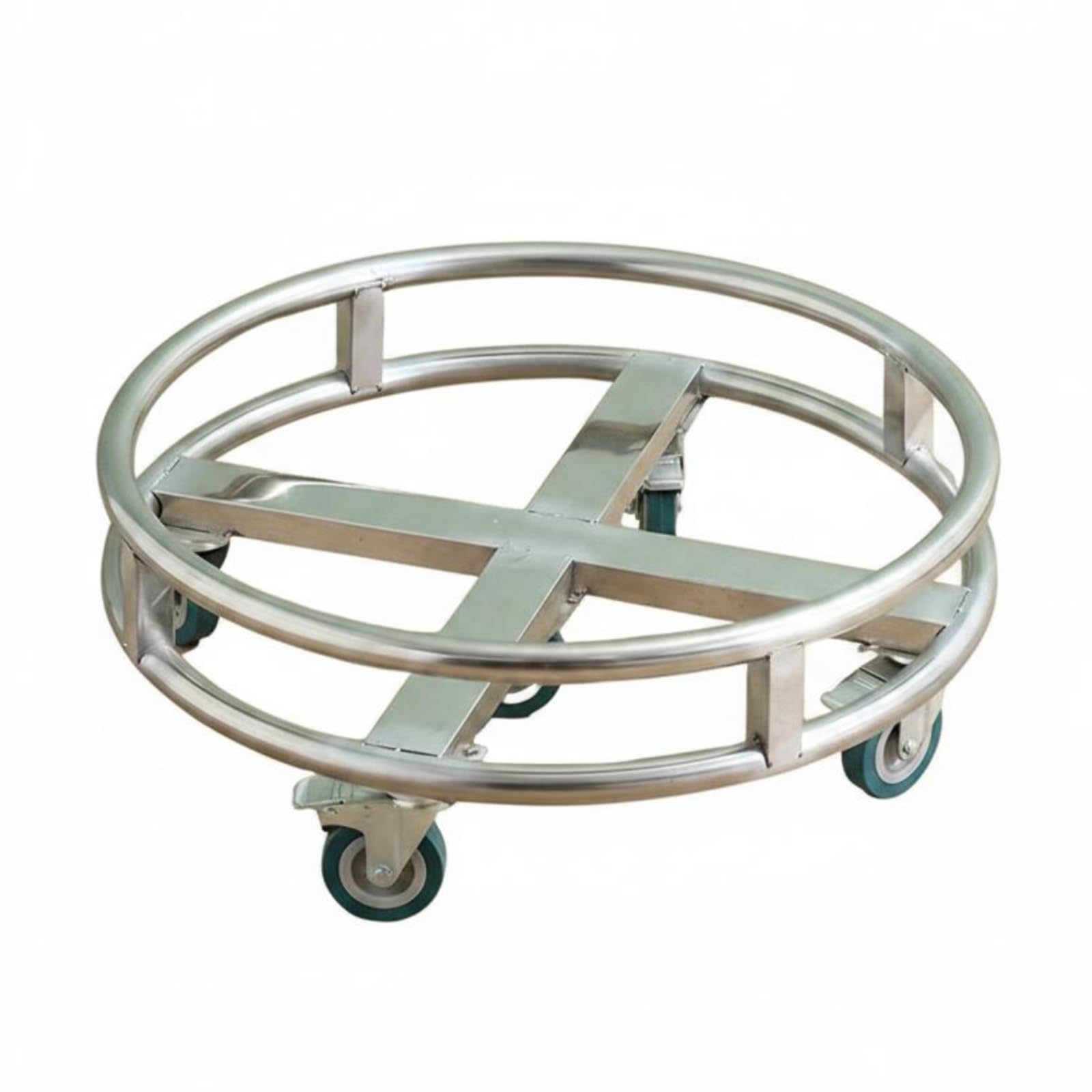 Supporto Mobile in Acciaio Inox Robusto Telaio Porta-Bollitore in Acciaio Resistente Attrezzatura su Ruote per Mensa, 47 Cm, Spessore Extra, Quattro Ruote, Acciaio Inossidabile, Con Freno
