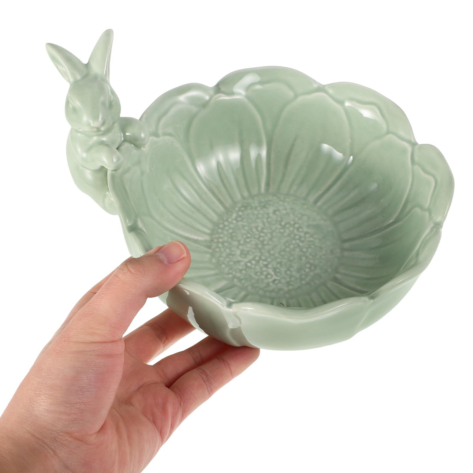 Tazón Forma de Conejo para Pascua, Cuenco Decorativo Verde para Servir Ensaladas, Frutas y Postres, Vajilla Multifuncional para Mesas Festivas y Reuniones Familiares