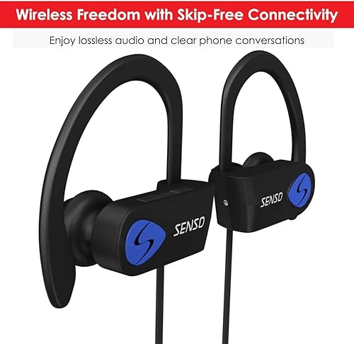 Miniatura 3 de Senso Auriculares Bluetooth, los mejores auriculares deportivos inalámbricos con micrófono, IPX7, impermeables, HD, estéreo, a prueba de sudor, para