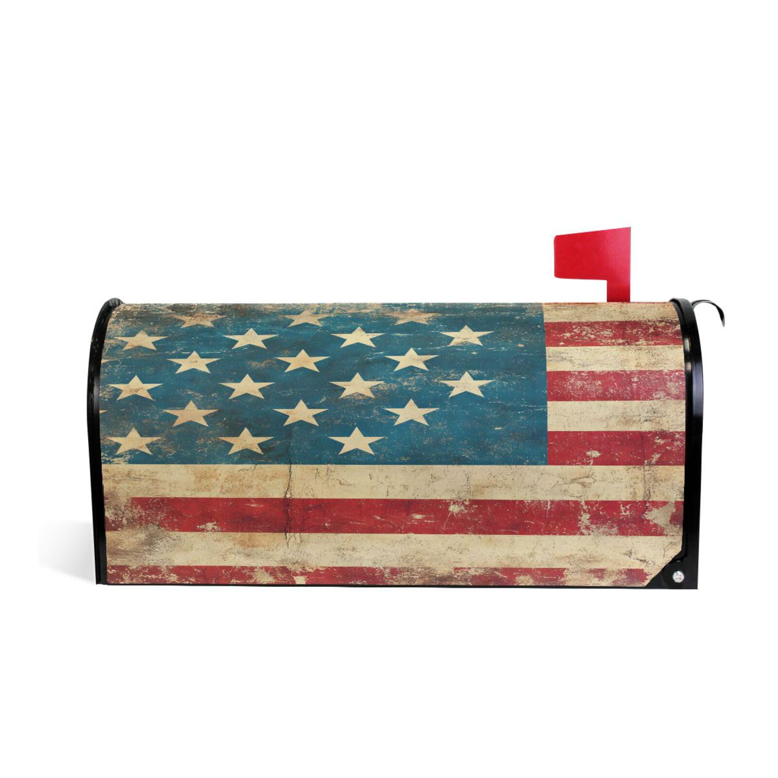 ALAZA Vintage American Flag Stars and Stripe Patriotic Magnetic Mailbox Cover MailWraps Garden Yard Home Decor for Outside Oversized25.5 x20.8