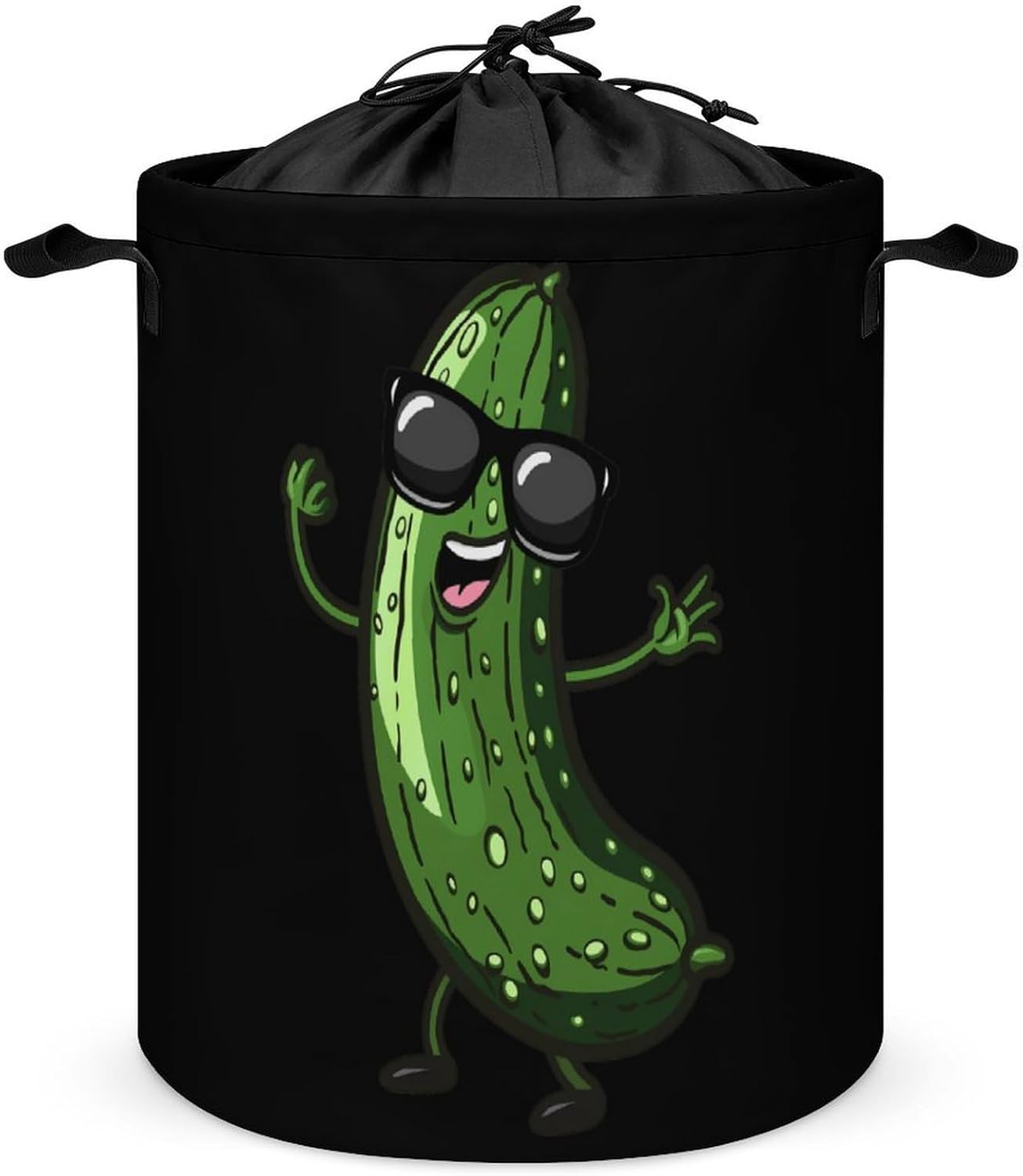 Pickle Dancing Cucumber Laundry Basket Dirty Clothes Hamper Storage Laundry Bag with Handles for Dorm Room 44x35cm
