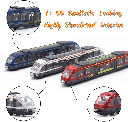 Miniatura 2 de Juego de 3 trenes bala, tren de juguete de alta velocidad vinculado Lotomotora, modelo de automóvil de aleación fundida, metro deslizante