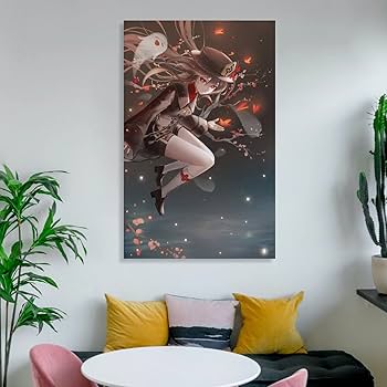 Amazon.co.jp: 原神 フータオ(胡桃) イラストポスターキャンバス