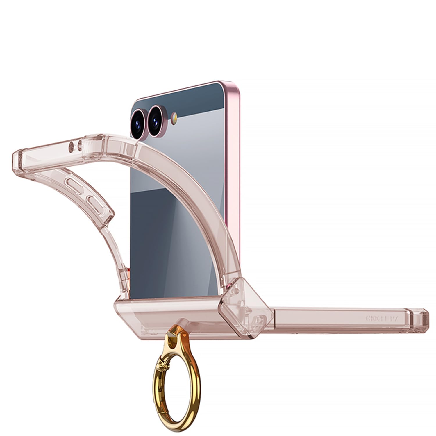 COQUE Custodia per Samsung Flip 7,Cover Protettiva Trasparente con [Anello Rotante] [copertura con cerniera] Custodia Airbag Anti-Caduta per Samsung Galaxy Z Flip 7 5G-Rosa