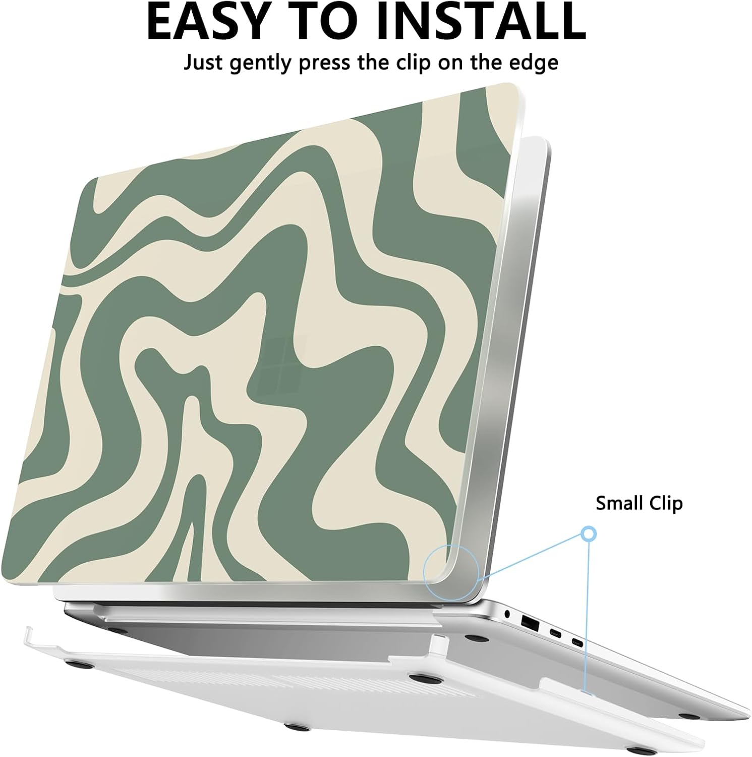 AKIT Compatible with Microsoft Surface Laptop case 15 inch 2024-2025 Model 2037, Unique Pattern Hard Shell Case+Screen Protector+Keyboard Cover for Microsoft Surface Laptop 7 15 inch case, Green Wave