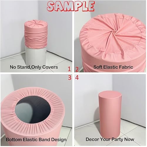 Miniatura 3 de Cubiertas de pedestal redondas de rayas rosadas, cubierta de zócalo a rayas rosa pastel para decoración de fiesta de cumpleaños, princesa, niñas,