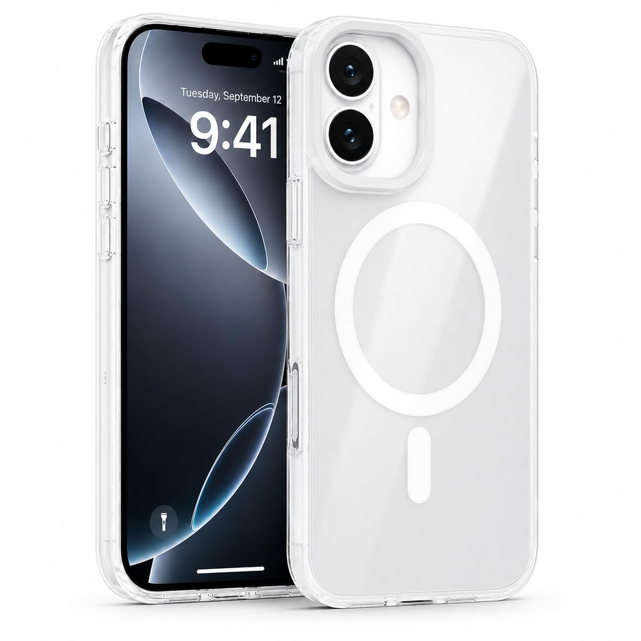 Enflamo Clear Magnetic Shockproof Transparent Back Cover Anti-Yellowing Hard Back & Raised Camera Protection (White, for iPhone 17)-image-14