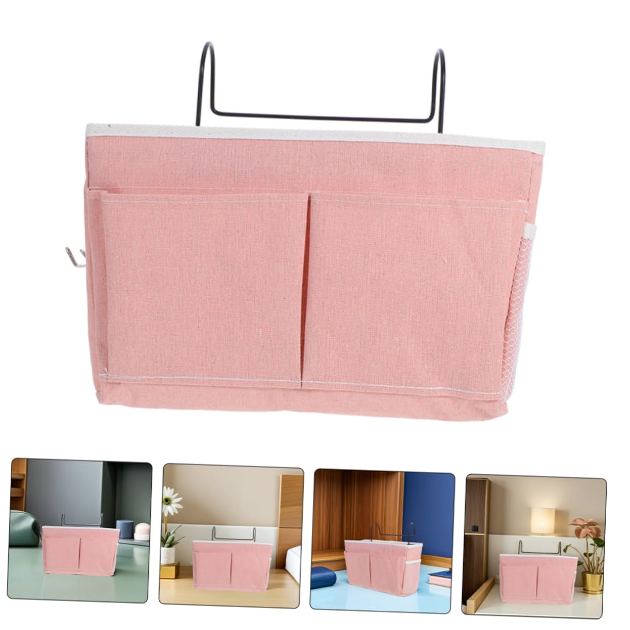 2pezzi Borsa Portaoggetti Sospesa Parete Organizer da Appendere Sul Comodino Cesto Portaoggetti in Tessuto per Libri Riviste e Oggetti Vari Pratico per Dormitorio e Camera