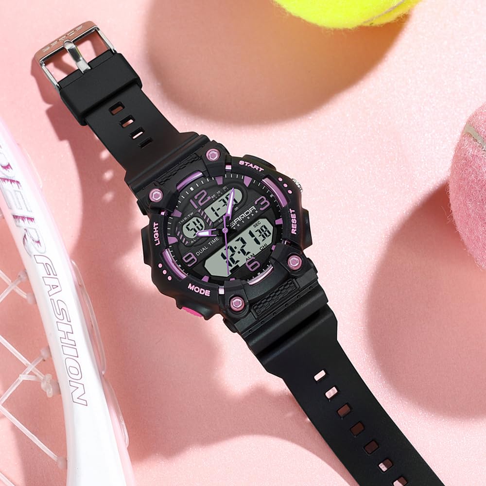 Gosasa Montre de sport analogique numérique pour homme et femme - Double affichage - Étanche jusqu'à 50 m - Style militaire - Robuste - Avec rétroéclairage LED - Bracelet en TPU pour l'entraînement