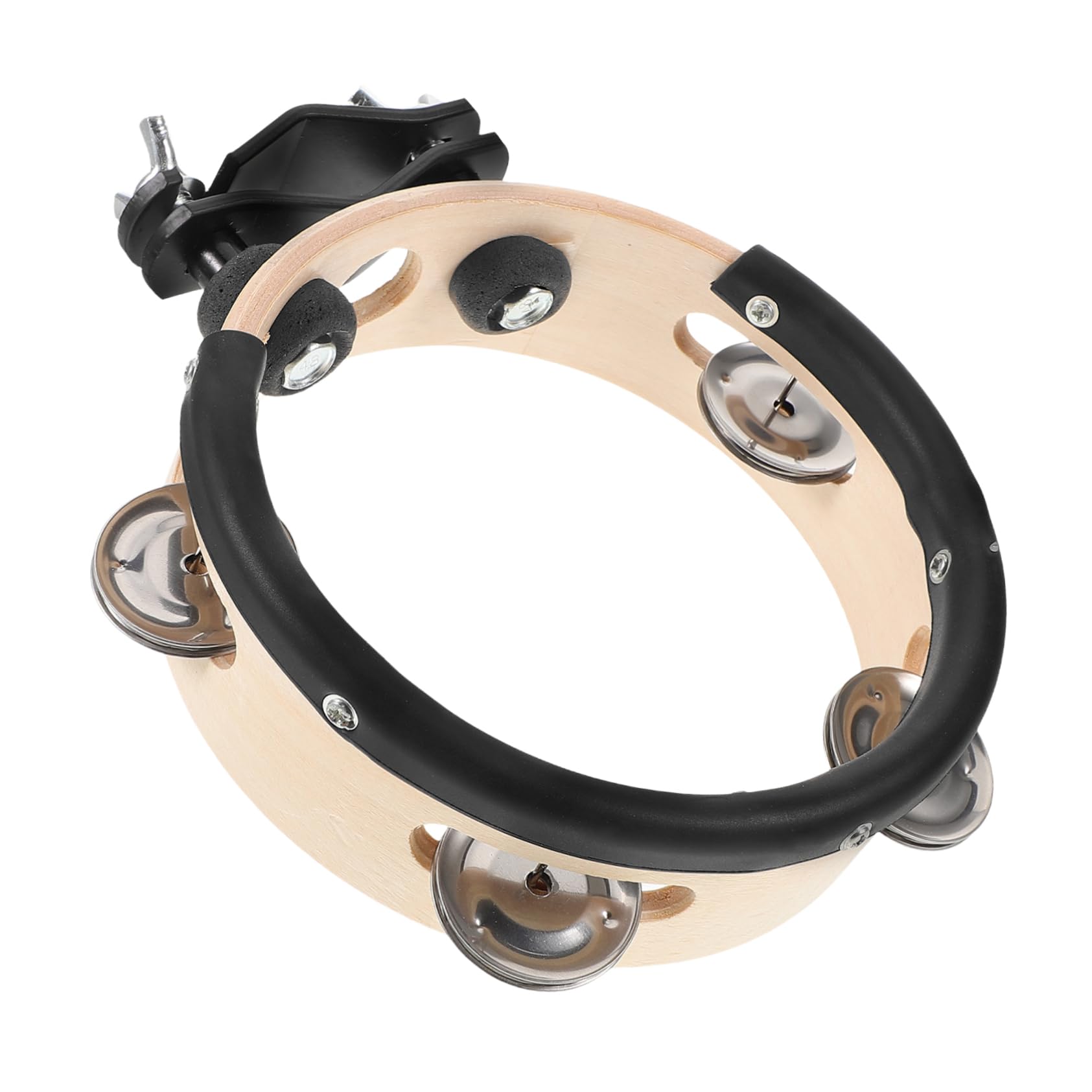 NULYLU Beginner Drum Accessory Versatile Hand Shaking Tambourine with Clamp for Quick Setup Durable Design for Enhanced Performance Various Musical Styles