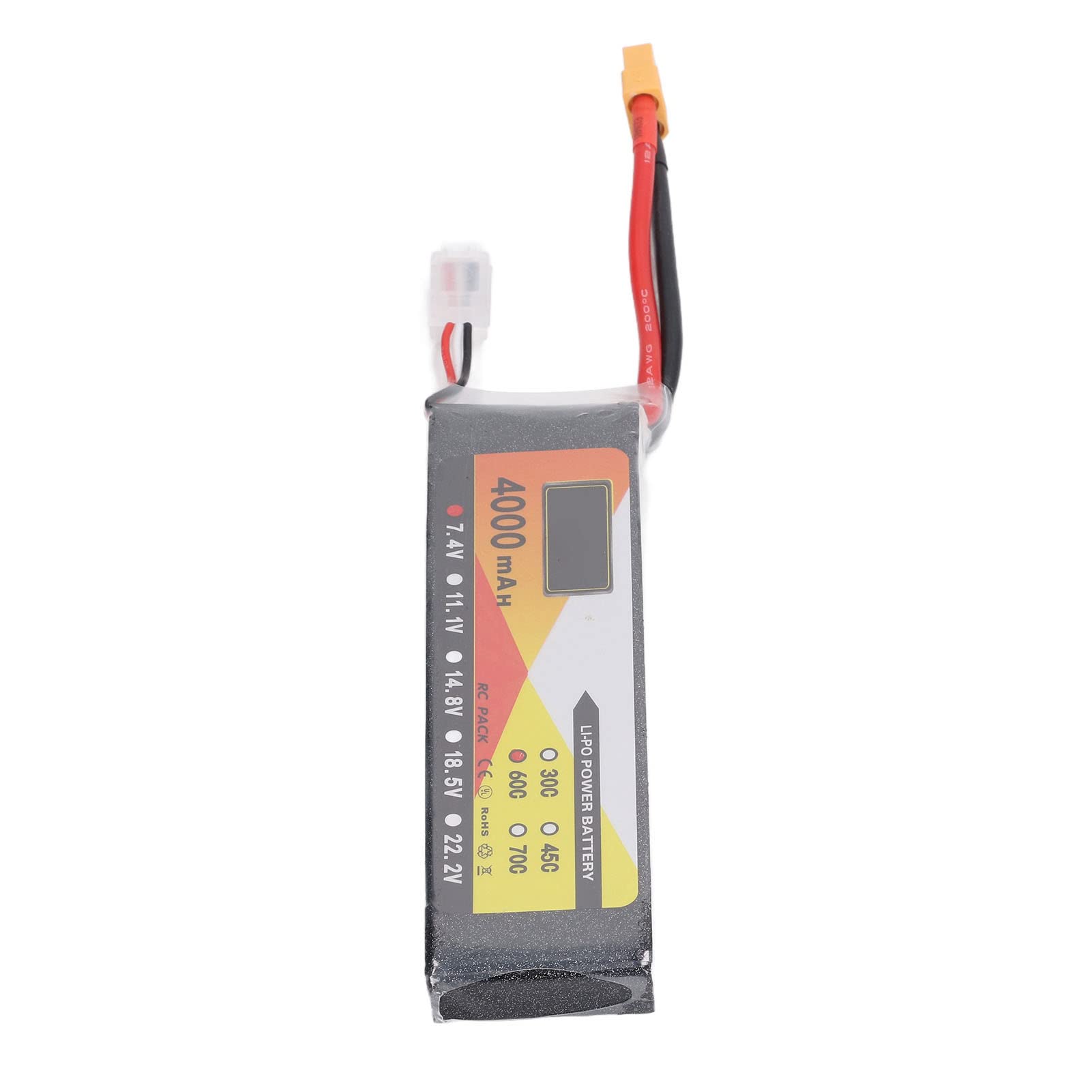 RC-Lipo-Akku, 7,4 V, 4000 mAh, 60 °C Entladerate, 2S, XT60-Stecker, Hochleistungs-Stromversorgung für ferngesteuerte Fahrzeuge, Autos, LKWs