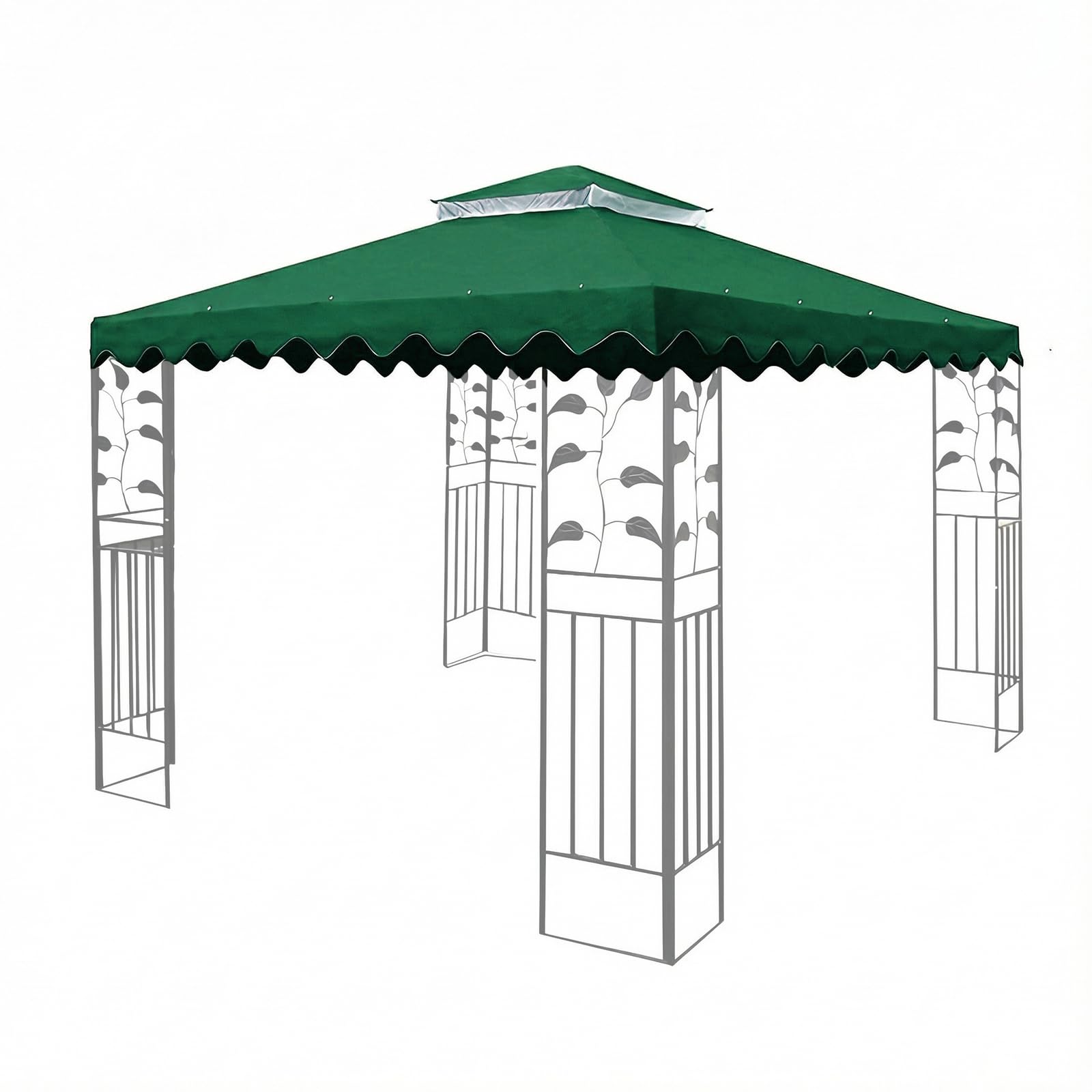 OKYUK Replacement Roof for Gazebo, with Breathable Mesh, UV-Resistant, Stable Waterproof Double Roof Construction, Including Drainage Holes, Ideal for 3x3M Garden Gazebos（Green lace）