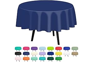 Navy Blue Plastic Tablecloths for Round Tables