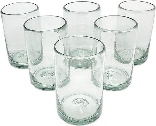 Clear Blown - Juego de 6 vasos de jugo de 9 onzas, cristalería mexicana hecha a mano, vidrio reciclado, sin plomo ni toxinas (jugo)