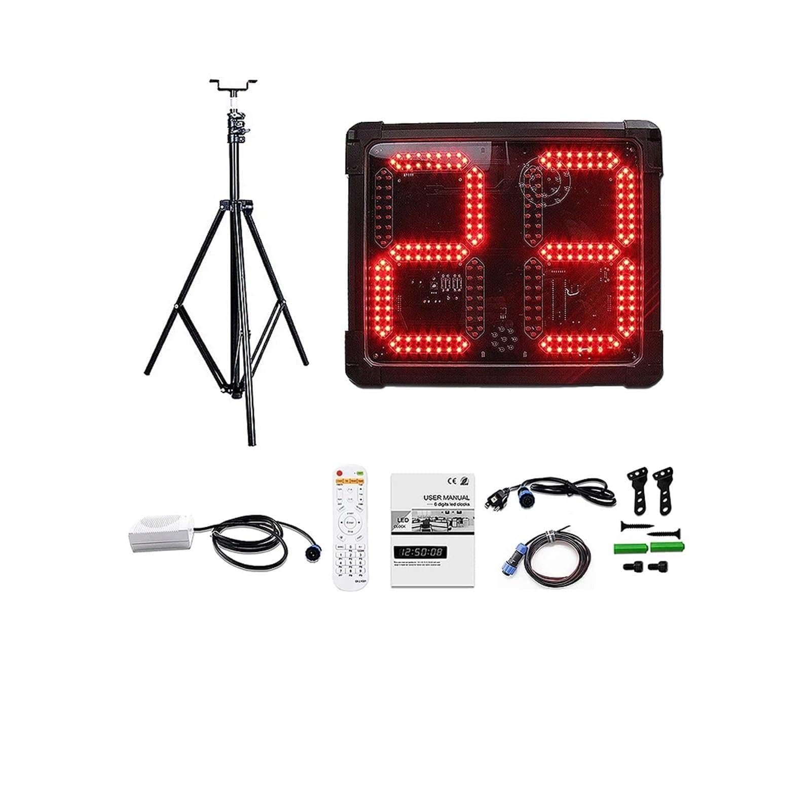 JVDDI Aluminum Alloy Count Up Countdown Counter, Electronic LED Display, Waterproof, 24S Basketball Shot Clock, Outdoor(Suit B)