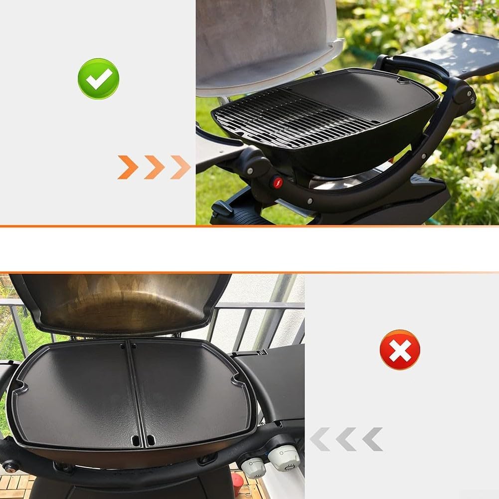 Żeliwna płyta grillowa do serii Q2200 Q2000 Q2400 – 27,4 cm x 38,9 cm równomierne ogrzewanie akcesoria do grilla z podwyższoną wargą do idealnego grillowania i gotowania