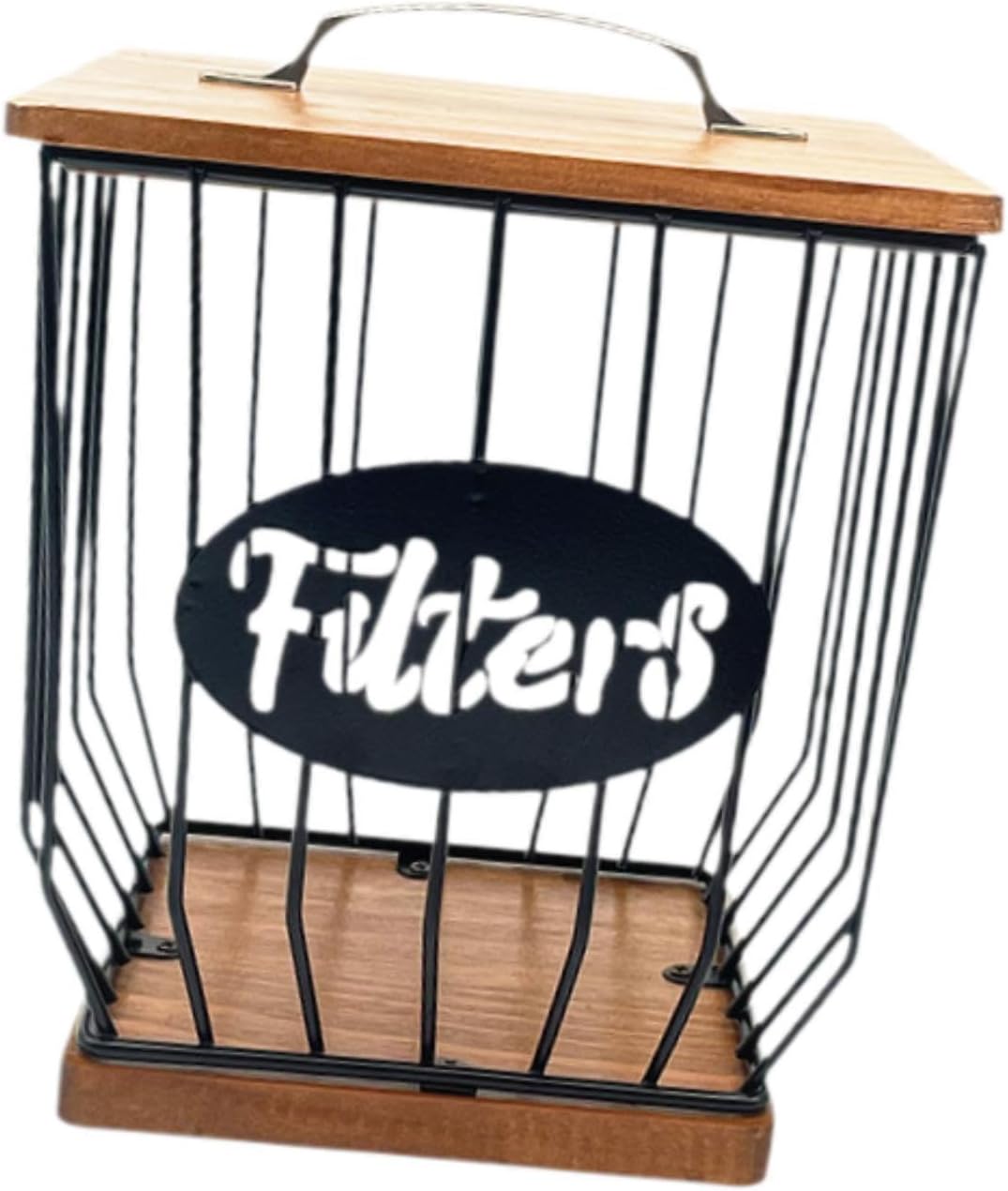 Coffee Pod Holder Iron Coffee Capsule Holder Organizer Cup with Wood Lid Iron Modern Coffee Pod Basket Decor for Kitchen Cafe, Black