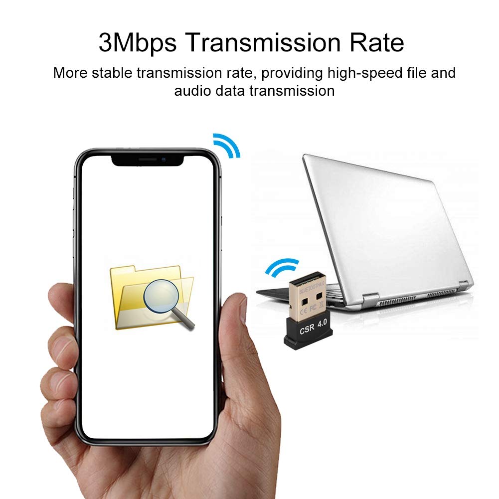 Adattatore Bluetooth USB, Dongle Bluetooth Dual Mode EDR da 3Mbps, Ricevitore Adattatore Mini Bluetooth CSR4.0 con Chip CSR8510, per Laptop Desktop, per Win