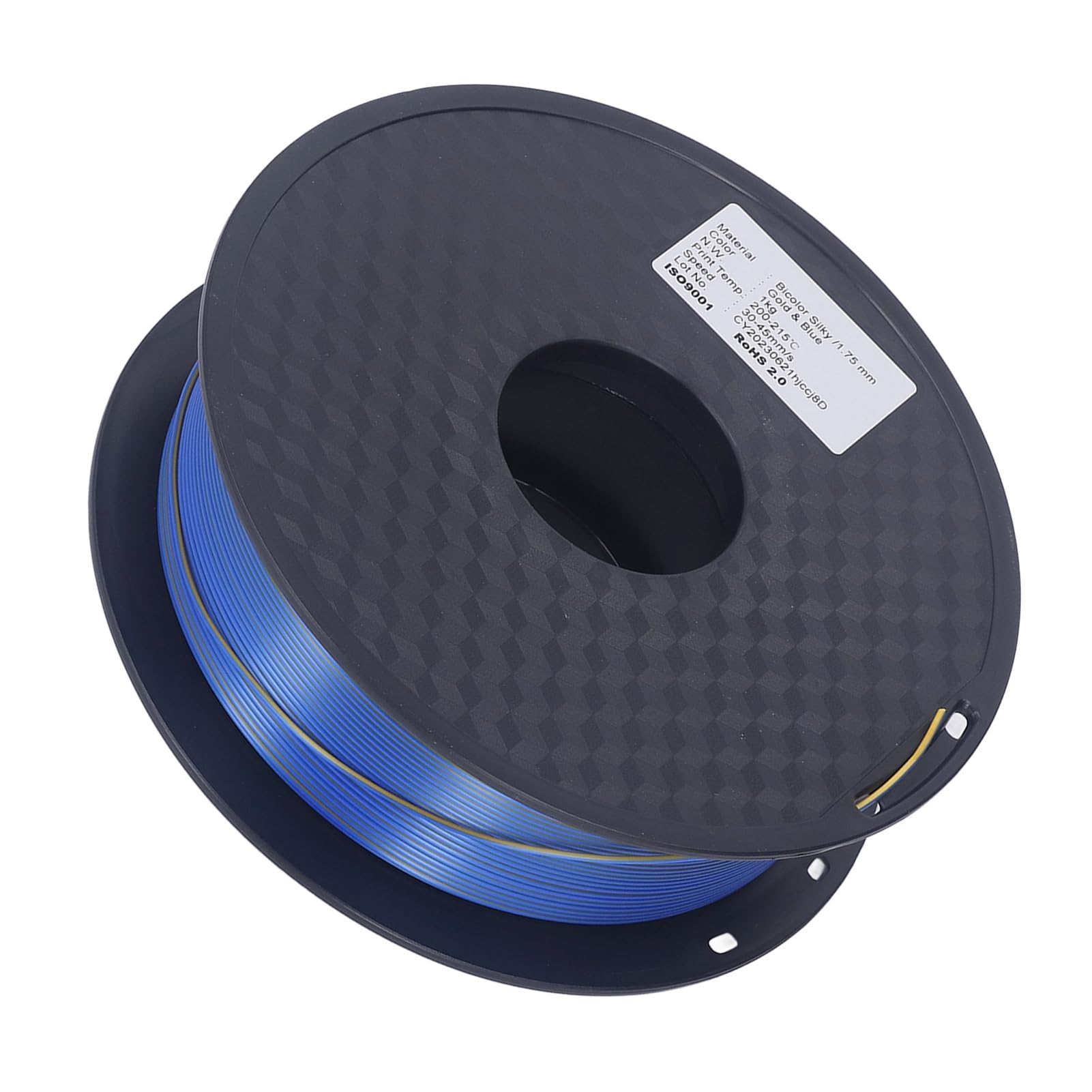 Filamento PLA de 1.75 Mm, Filamento de Impresora 3D de Seda Dual de Color Azul Dorado con Acabado Brillante, para Impresión 3D a 30-45 Mm/s Velocidad 200-215 ℃ Temperatura