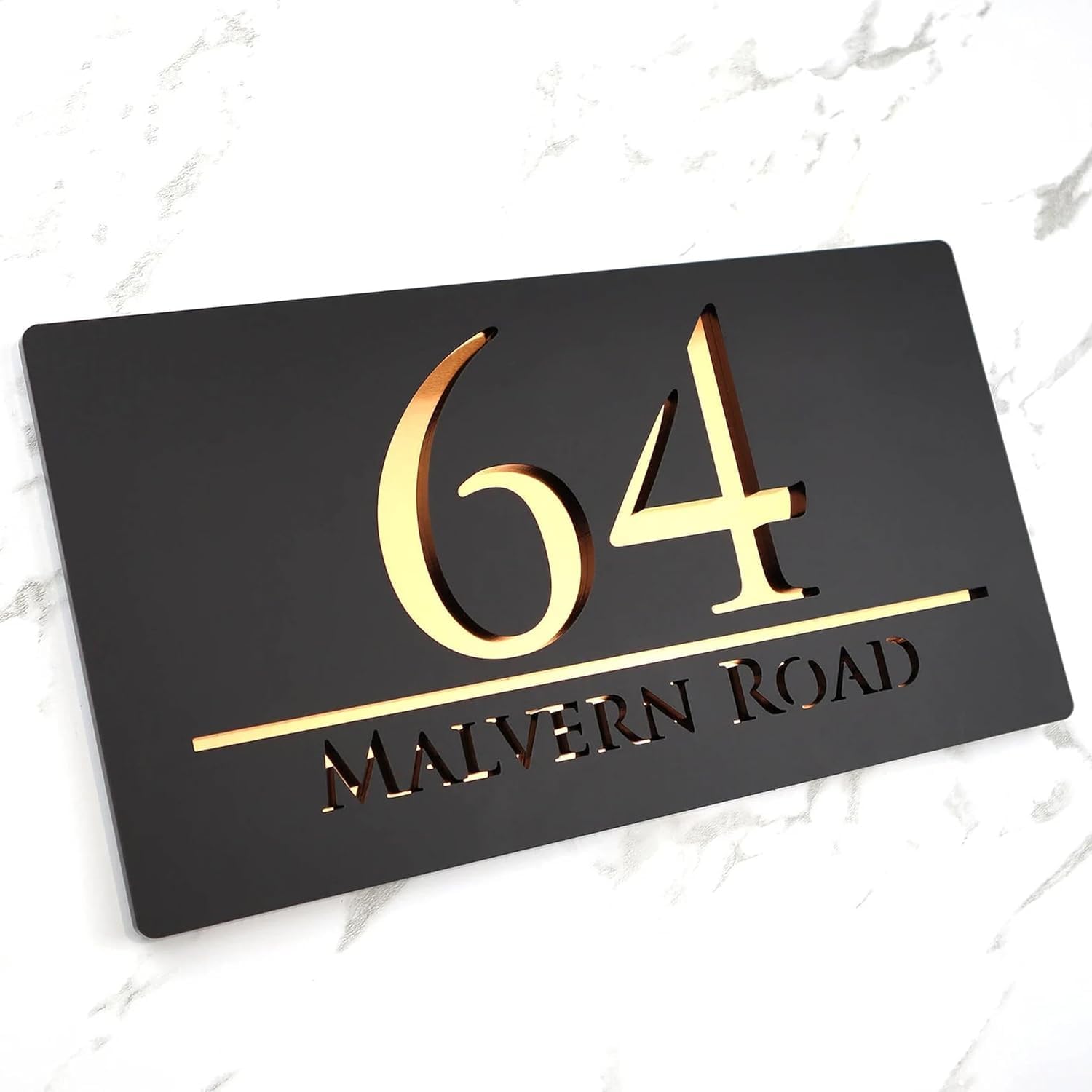 Name Plates for Home Entrance Outdoor | Water Weather Proof Matt Black Acrylic 30x15cm 3D Letters- Golden Letters, Ideal for Home, Office and Outdoor Entrances — Amazon image 7