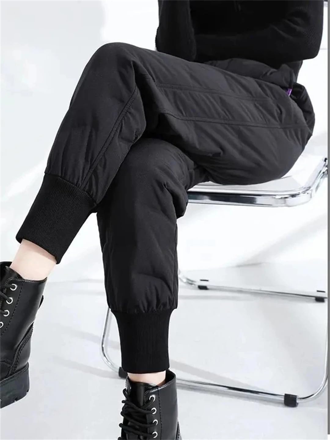 Mkjuuior Winter Down Cotton Thickened Thermal Pants Women's Bloomers Casual Snow Wear High Waist Thickened Trousers