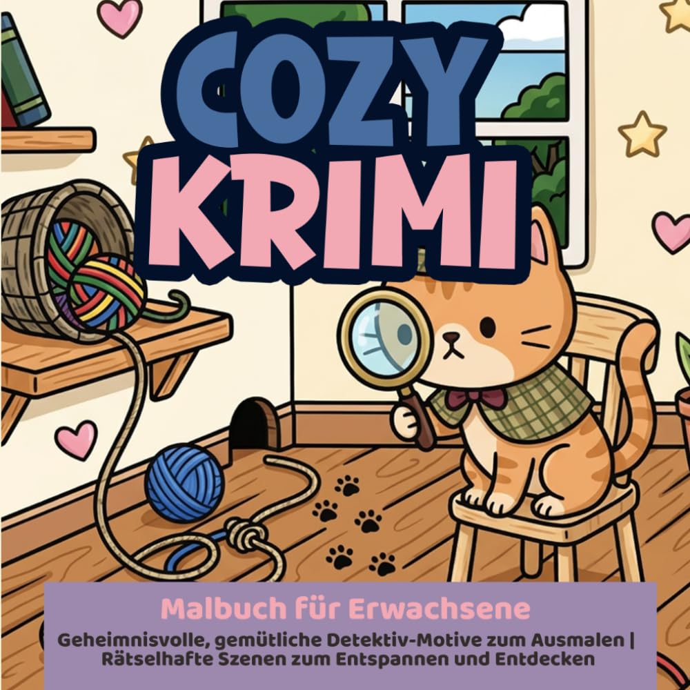 Cozy Krimi - Malbuch für Erwachsene | Geheimnisvolle, gemütliche Detektiv-Motive zum Ausmalen | Rätselhafte Szenen zum Entspannen und Entdecken