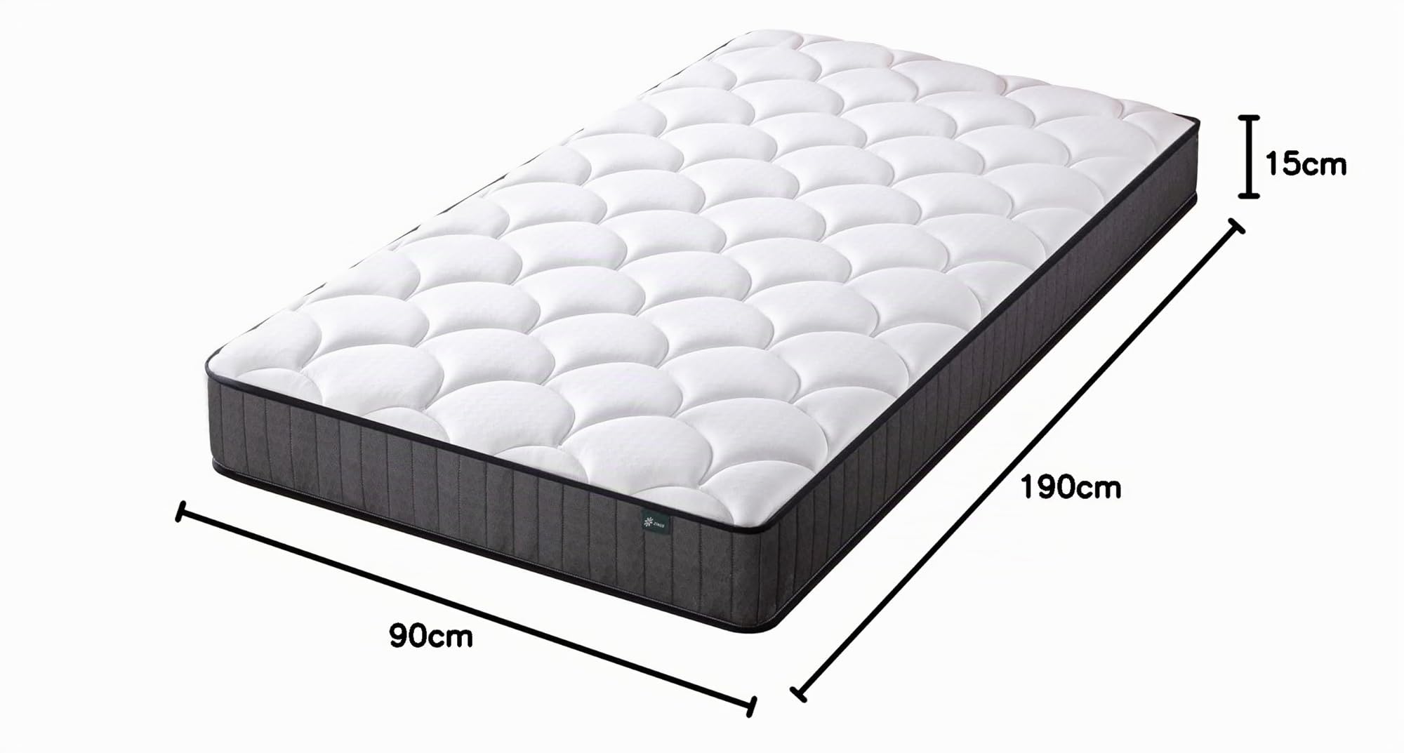 Zinus Matelas 90x190 cm Memoire de Forme - Épaisseur 15 cm - Matelas 1 Place - Hybride Mousse & Ressorts Ensachés - Durable & Respirant - Certifié Oeko-TEX