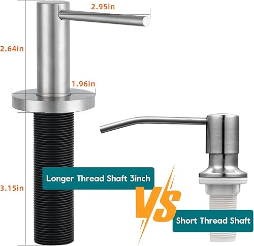 Miniatura 4 de Gappo Dispensador de jabón mejorado para fregadero de cocina, níquel cepillado, bomba de encimera de acero inoxidable, dispensador de jabón