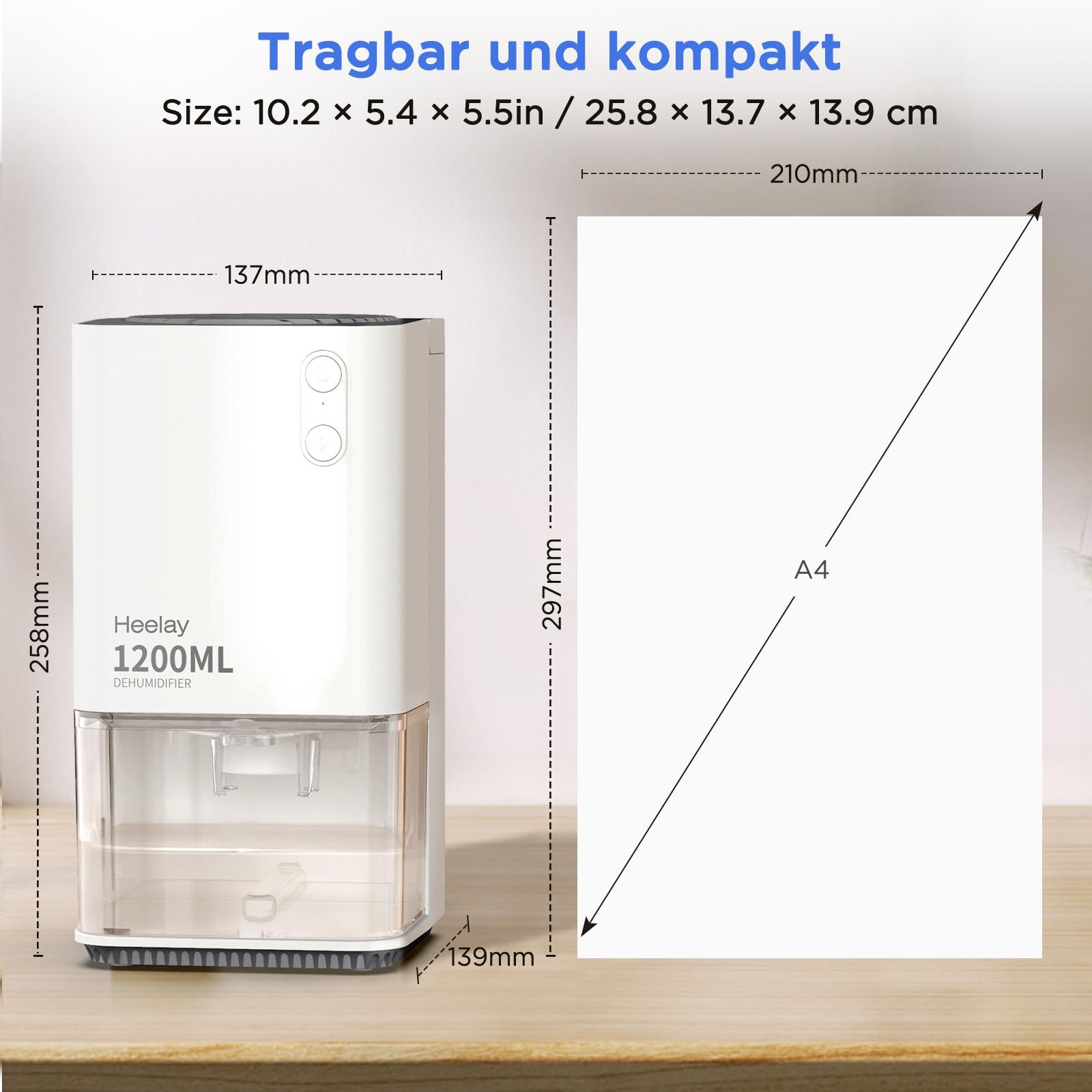 Déshumidificateur,1200ML Petit Déshumidificateur électrique à économie D'énergie de,Portable,Ultra Silencieux,Arrêt Automatique, éclairage 7 Couleurs,Pour Salle de Bain,Idéal pour 5–10 m²