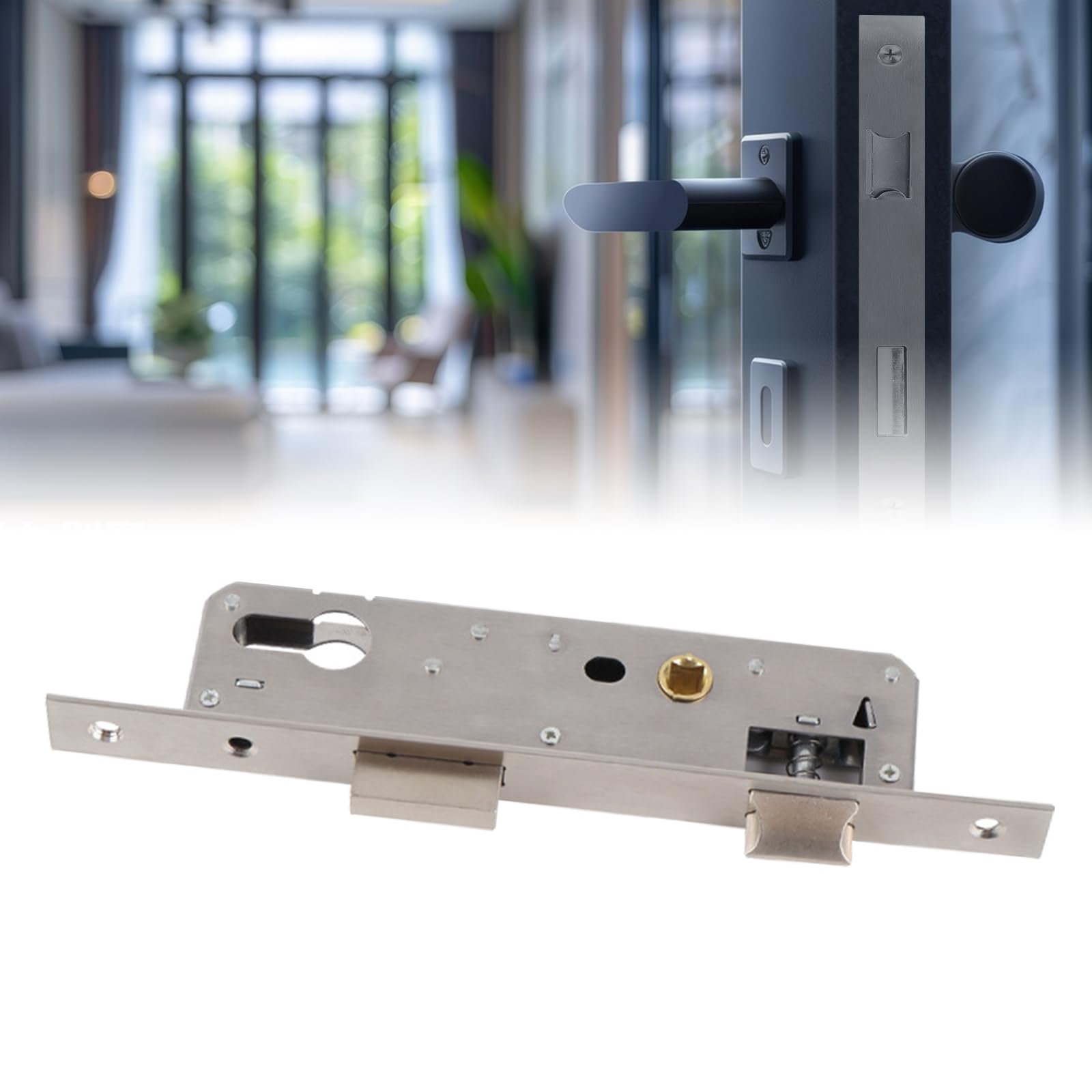 Aartner Stainless Steel mortice Door Lock, 85MM Center 20/25/30/35/40/45/50MM Backset Door Lock for Internal and External Doors, Satin Nickel Frame Mortice Deadlock for Home (30MM Backset)