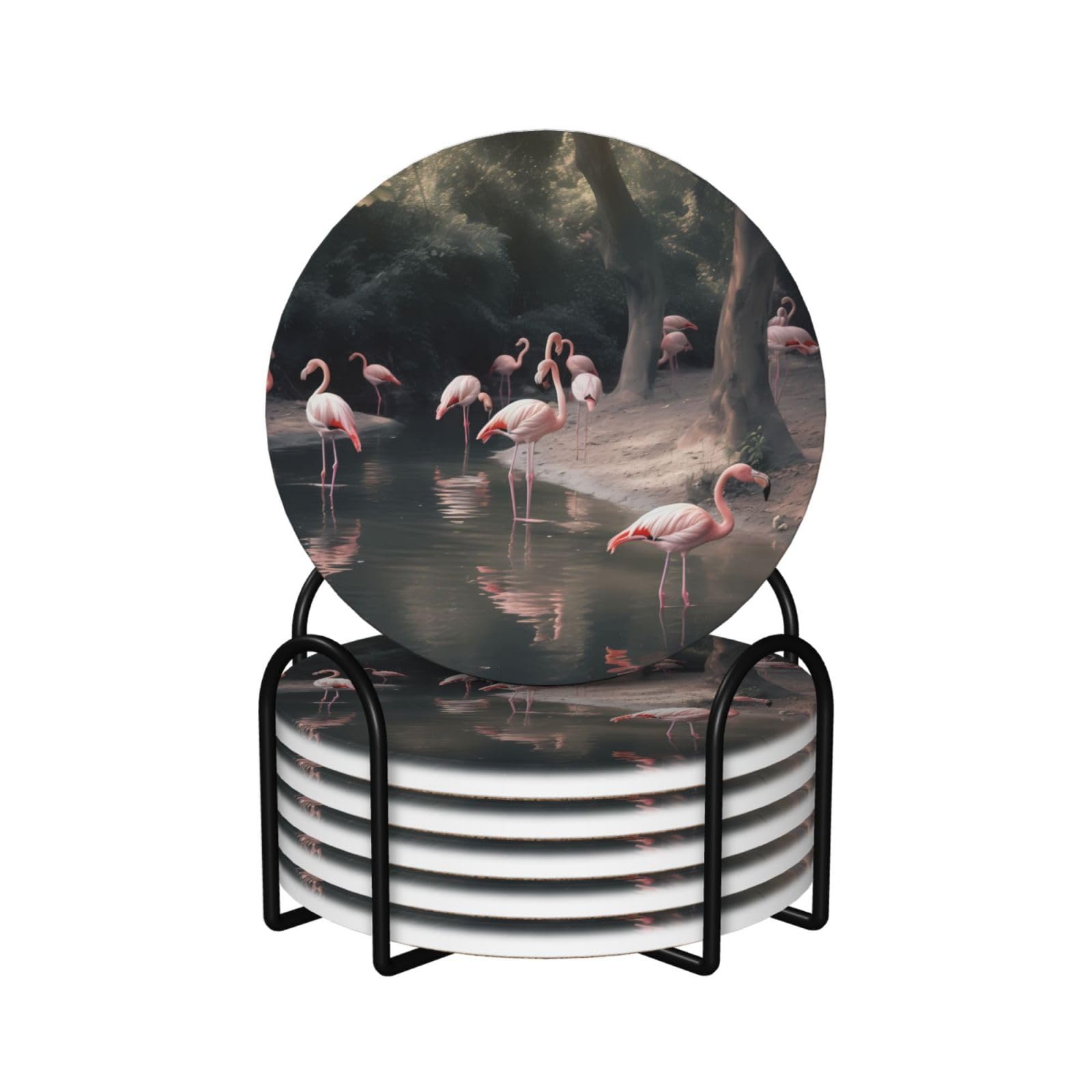 Dessous de verre en céramique cadeau idéal motif flamant rose set