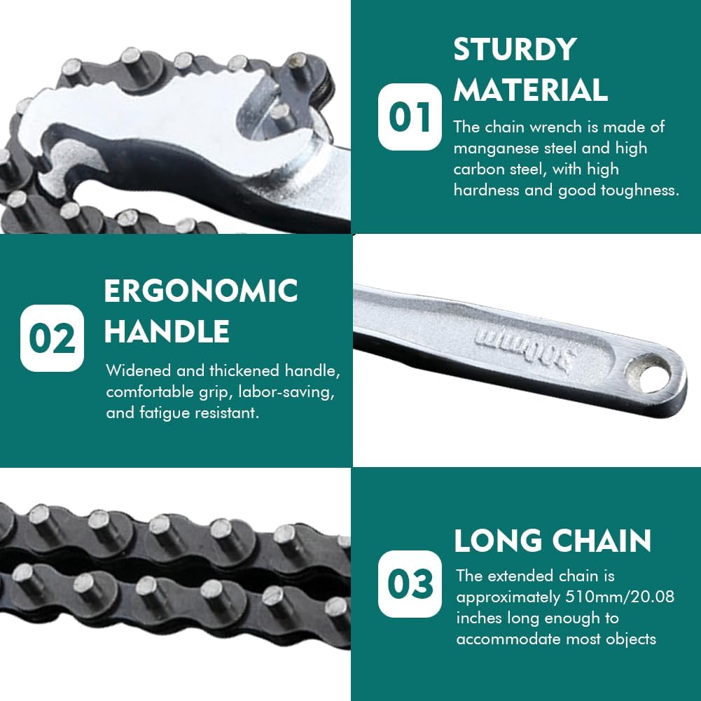 12 Inch Chain Pipe Wrench - Heavy Duty Carbon Steel, Fits 2-1/2' to 6' Pipes and Filters, Adjustable Ratcheting Wrench for Universal Use