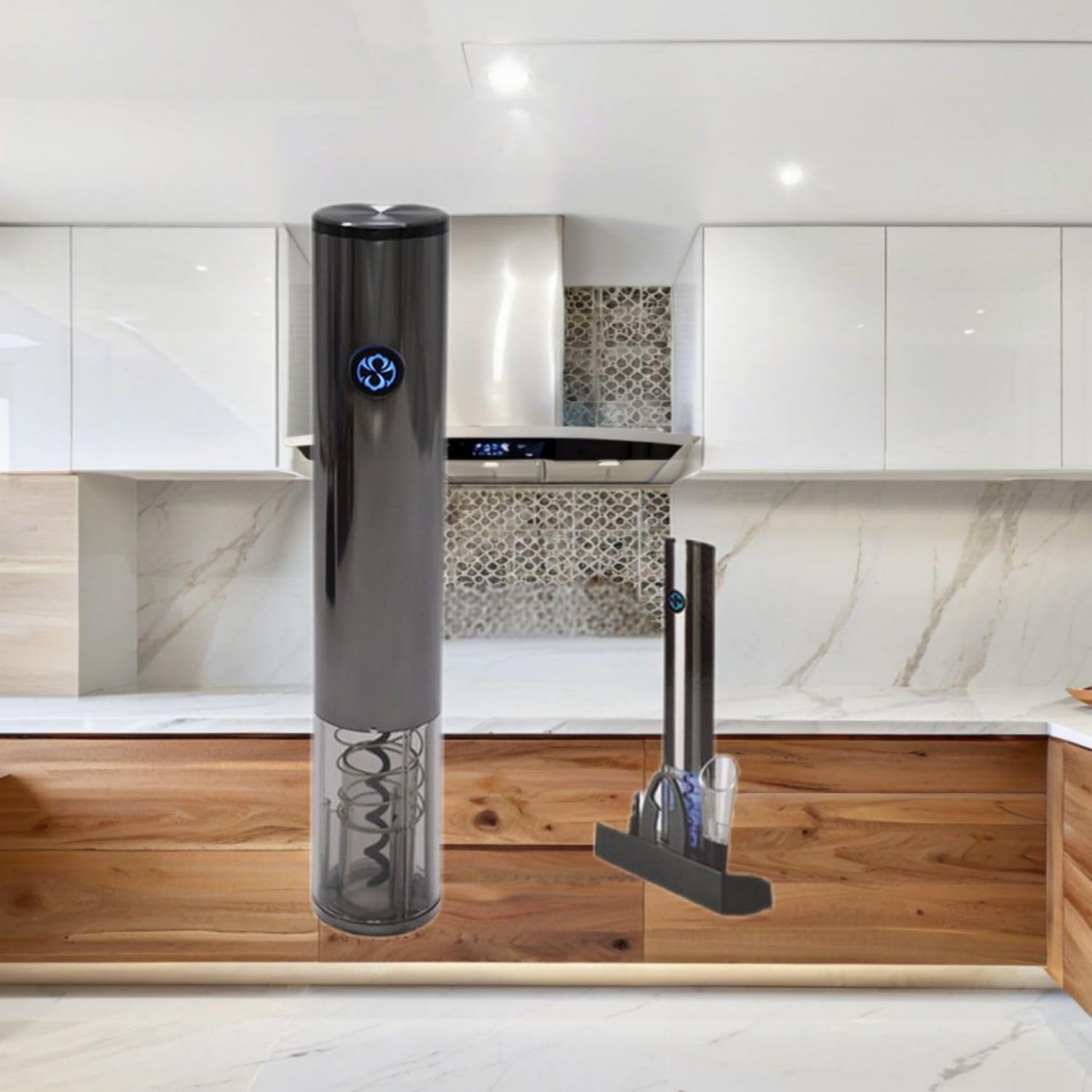 多功能底座充电电动葡萄酒铝合金开瓶器六合一红酒开瓶器套装 KCookware Accessories - 710