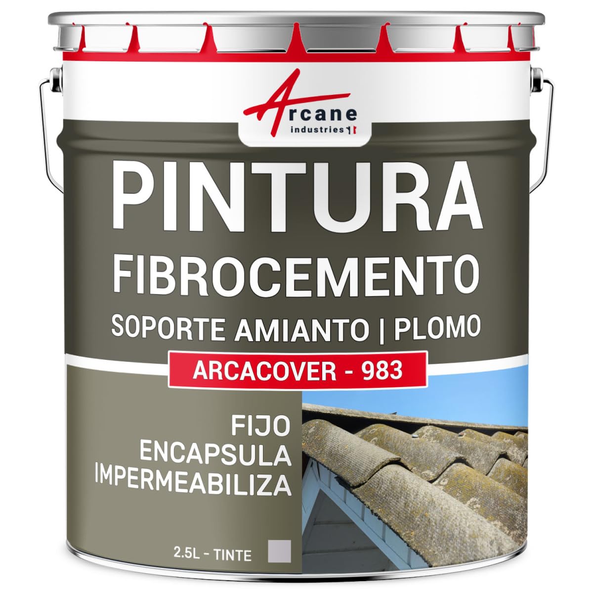 Pintura para fibrocemento - 2,5 L Gris - ARCANE INDUSTRIES