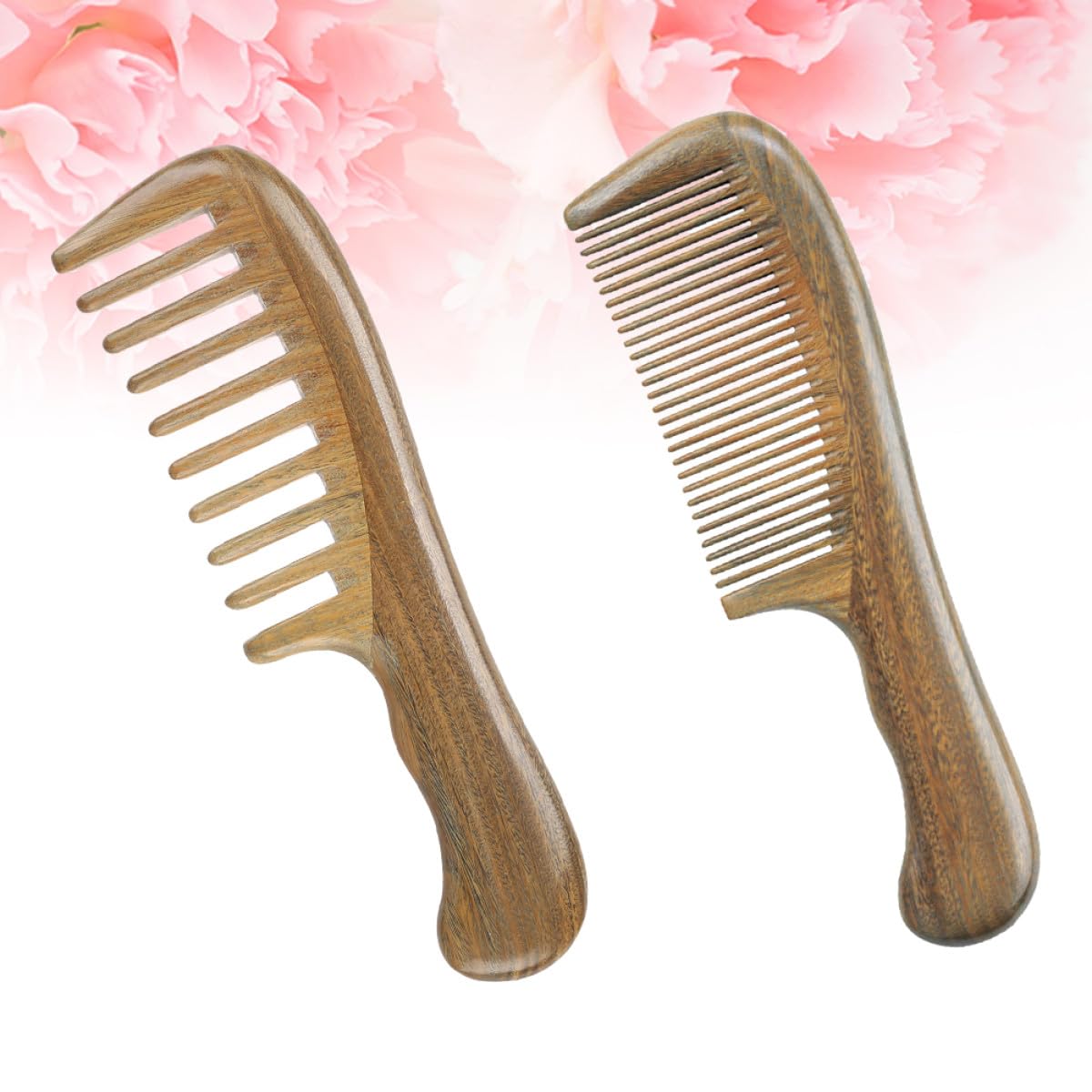 2 Stück Sandelholzkamm mit Feinen und Breiten Zinken Tragbarer Haarkamm für Damen und Mädchen mit Massagefunktion für Sanfte Kopfhautpflege