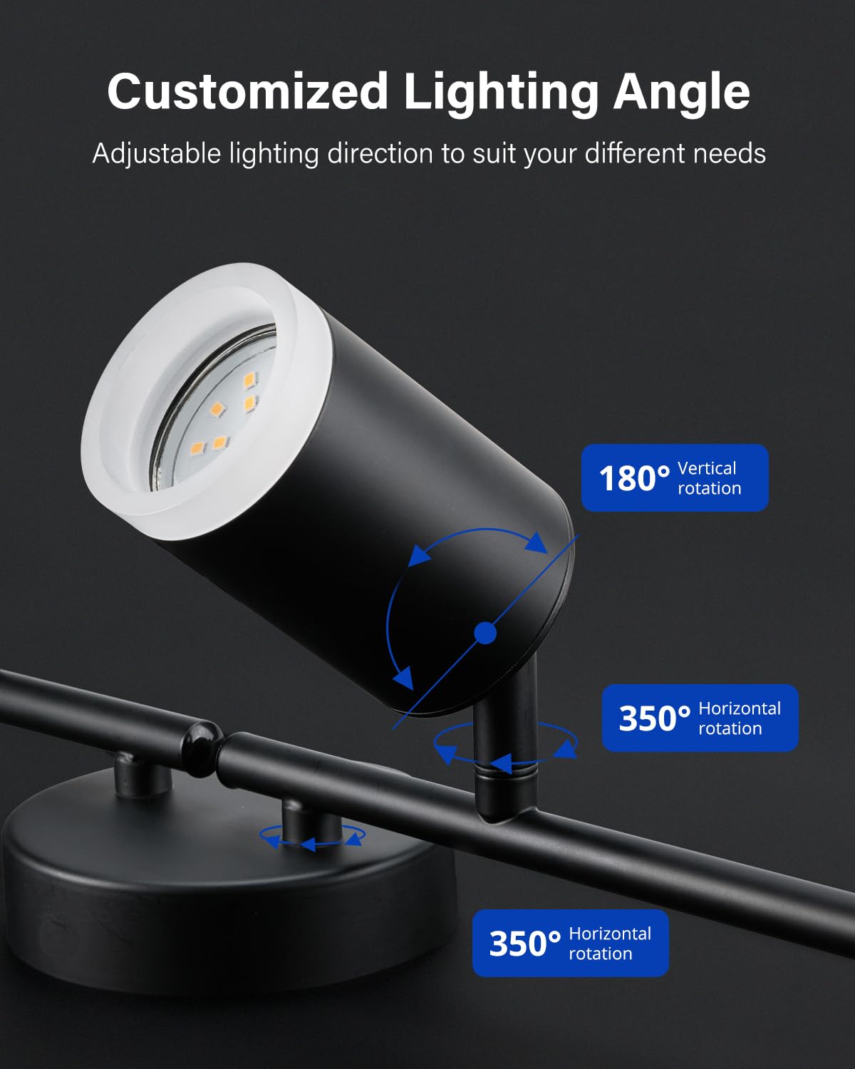 Leselux Spotlight Ceiling Light 4 Way, Modern LED Ceiling Light Black, Rotatable Kitchen Spot Lights Bar - Image 3