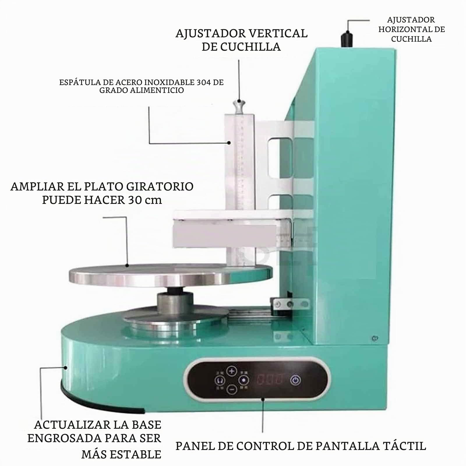 Máquina Automática Formación Hielo para Tartas Cumpleaños, Máquina Alisadora, Esparcidor Decoración Crema, Raspador Tartas Ajustable 4 a 12 Pulgadas,White