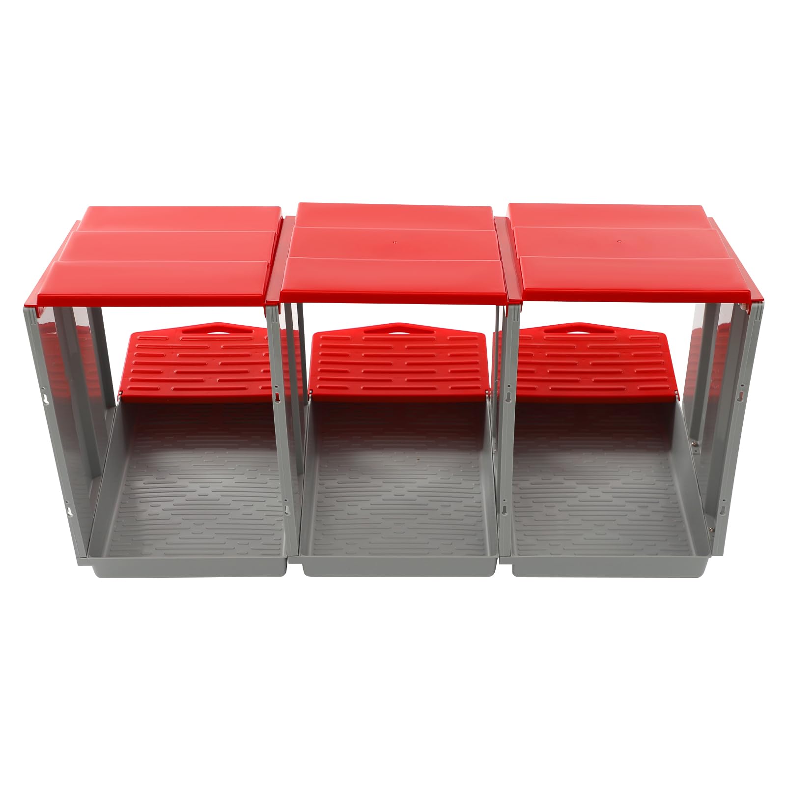 Nido per polli a 3 camere, nido per polli a parete, nido di galline in plastica con fondo inclinato, rosso