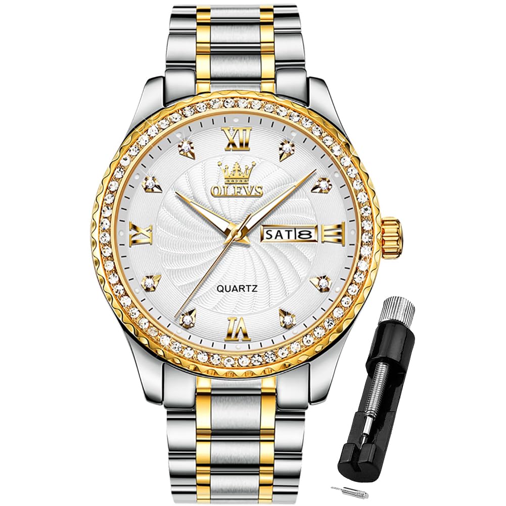OLEVS Mens Watches Chronograph Business Dress Quartz Stainless Steel Waterproof Luminous Date Wrist Watch