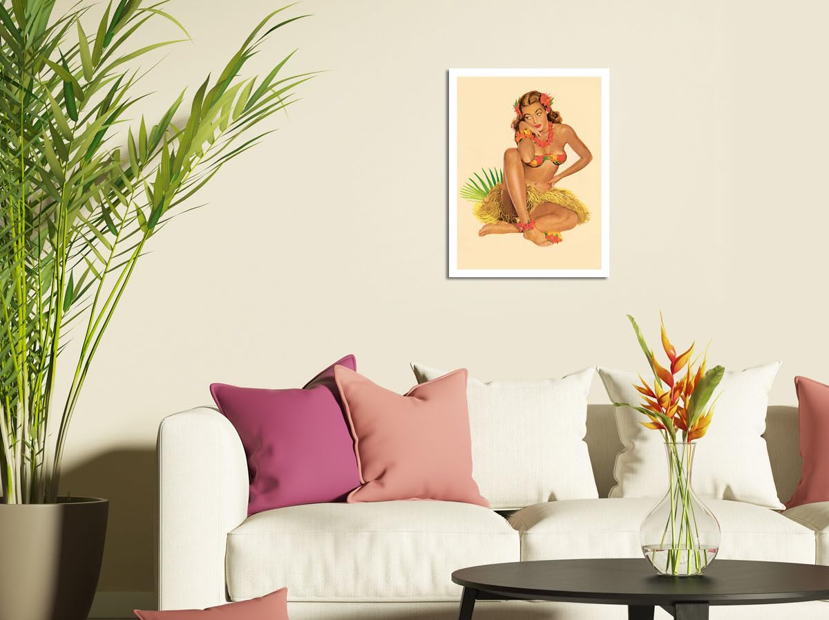 al more アル・ムーア　ピンナップ Hawaiian Girl - Month of June - Vintage Pin Up Girl Print by