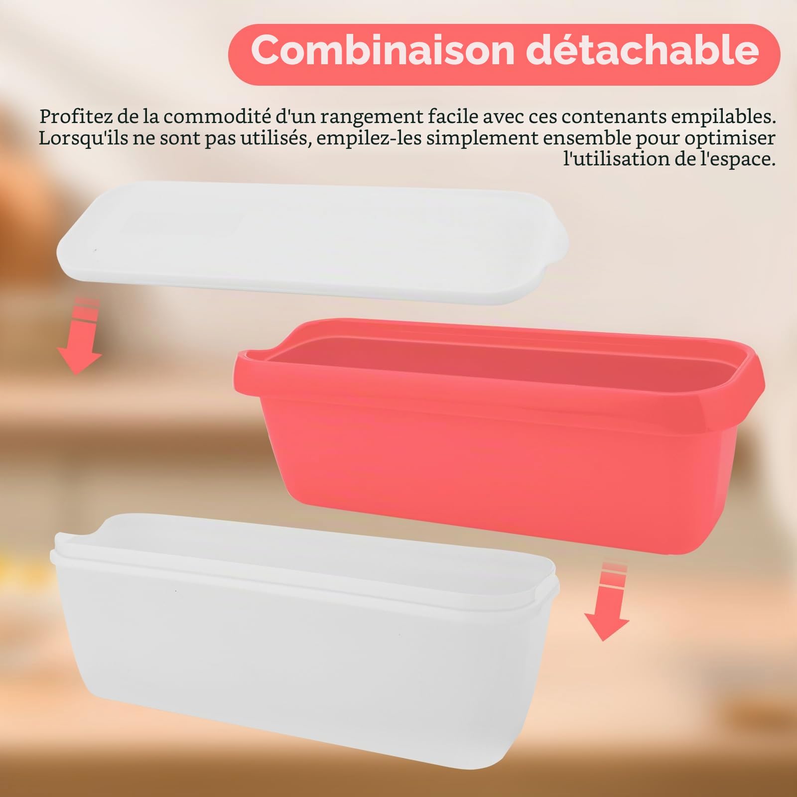 Lot de 2 bac a glace maison, 1,5 L boîte pour glace maison, Récipients Réutilisables pour la Crème Glacée faite Maison, Sans BPA en qualité alimentaire (vert+rouge clair)