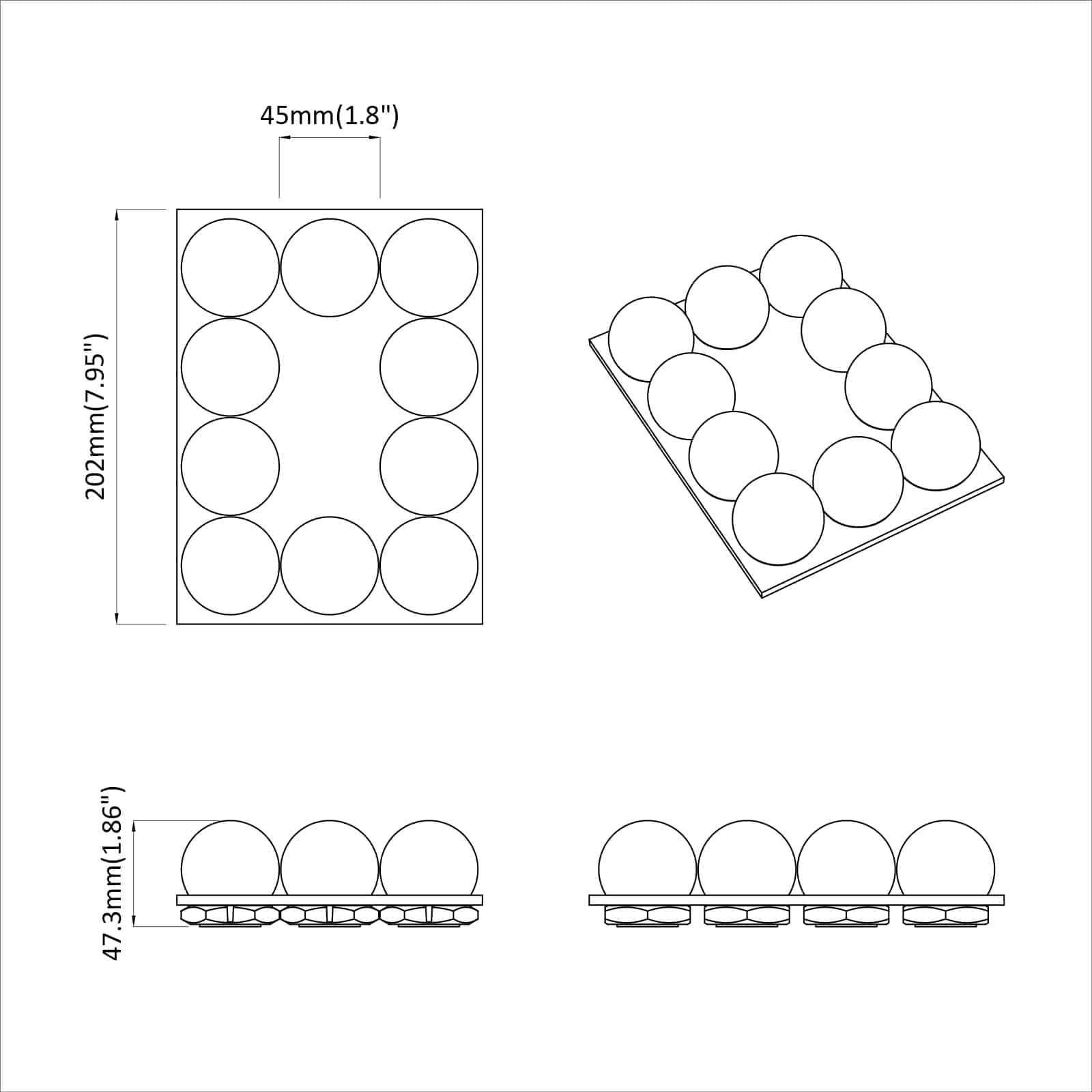 12er LED Spiegelleuchten Set für Schminktisch, Schminklicht für Make-up, USB Stromversorgung, Dimmbare Kosmetikspiegel Beleuchtung, Weiß