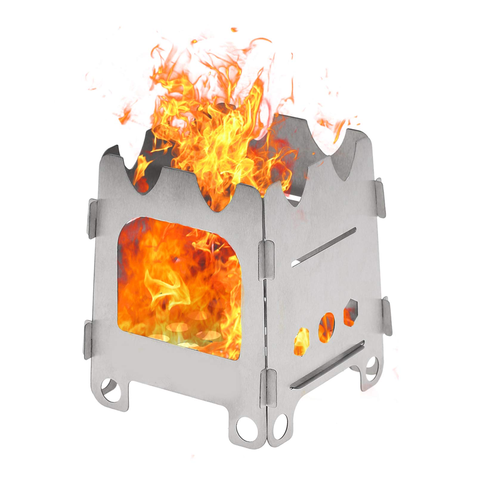 Foyer de feu, réchaud de Camping Portable Pliable en Acier Inoxydable, léger, Compact, Durable pour la randonnée en Plein air, la randonnée, Les Voyages, Le Pique-Nique, Le Barbecue