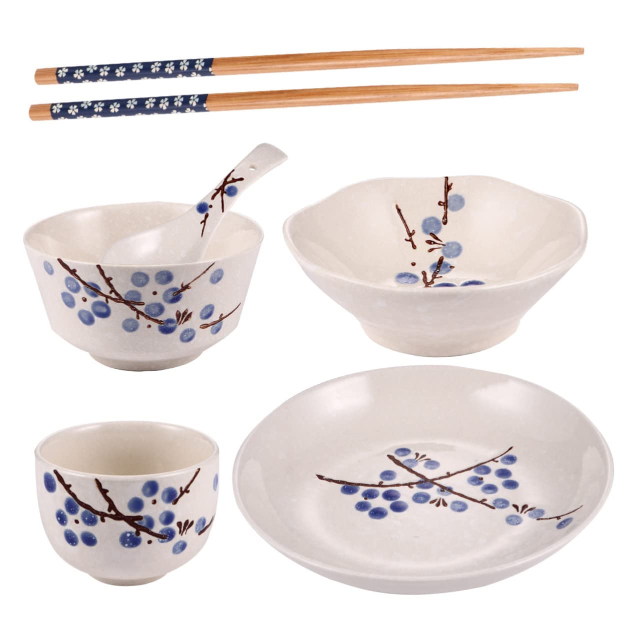 VALICLUD Service De Table Céramique Style Japonais Pour Personne Incluant Assiette Tasse Bol Et Baguettes Pratique