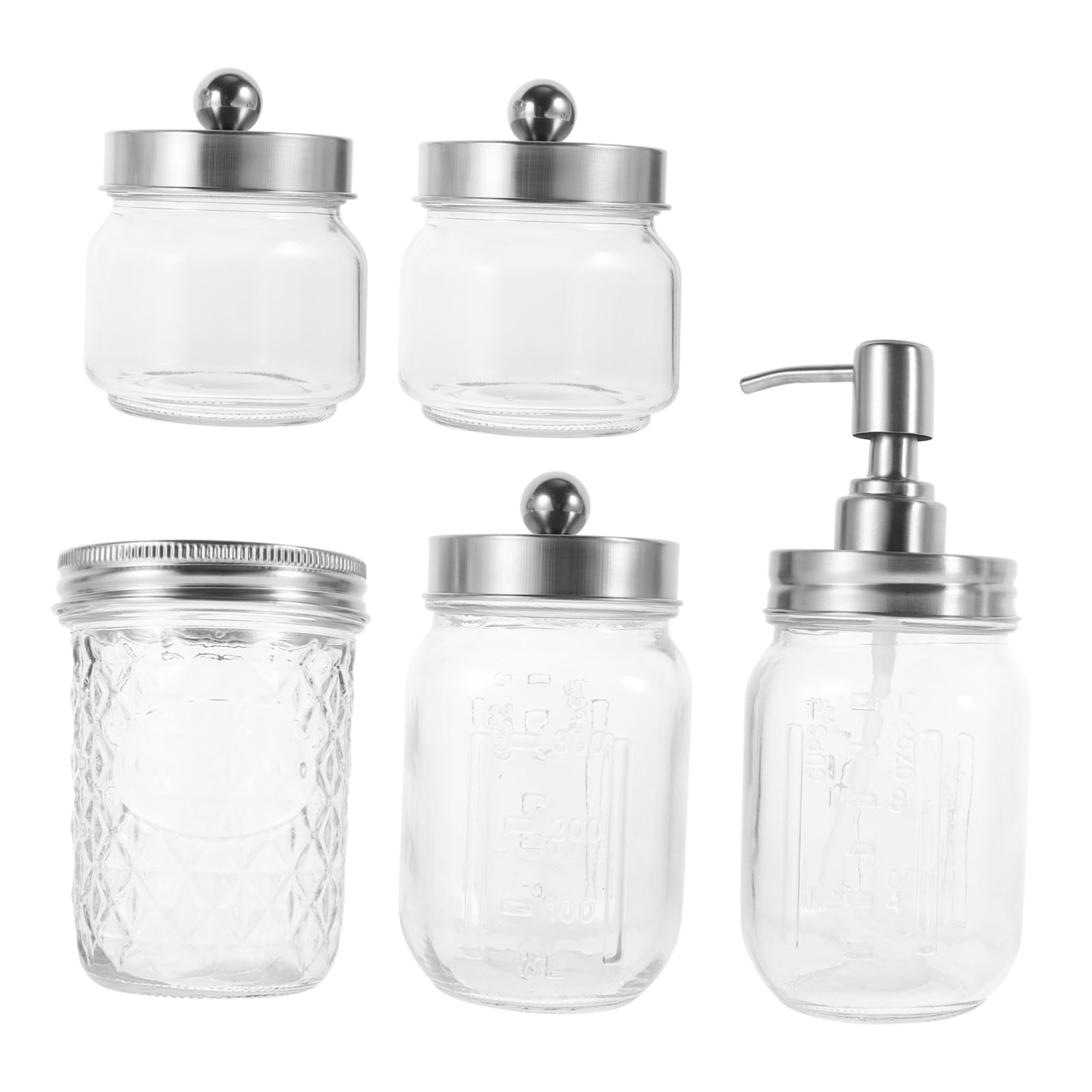 1juego Accesorios De Baño Dispensador De Jabón Soporte para Cepillos y Contenedor para Algodón Rústico para Decoración