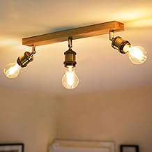 ANWIO Retro Ceiling Light Fitting,3 Way Spot Light Ceiling,Bedroom Lights Ceilings with E27,Adjustable Golden Ceiling Lighting,Kitchen Lights Ceiling,Spotlight Bar Lighting(NO Bulb)