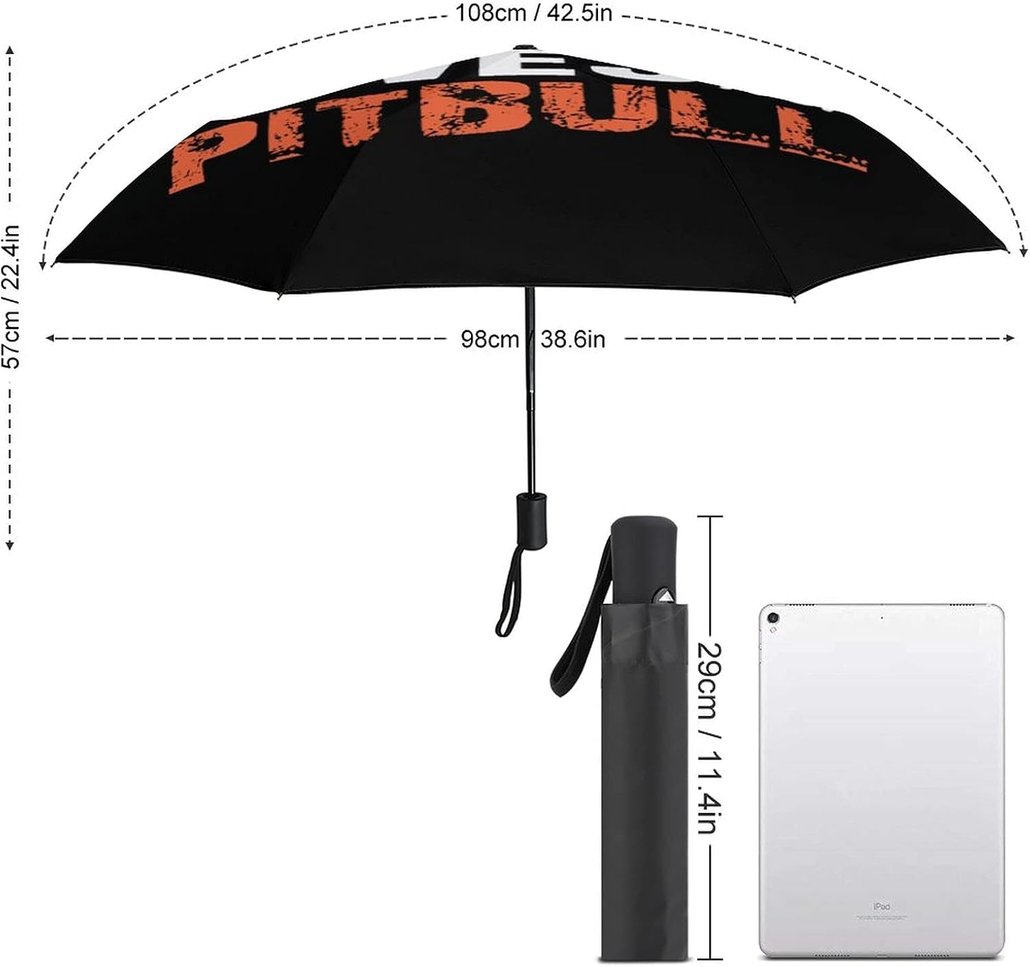 FunnyStar This Girl Loves Her Pit Bull Waterproof Windproof 3 Folds Auto Open Close Umbrella Lightweight Anti-UV For Men Women