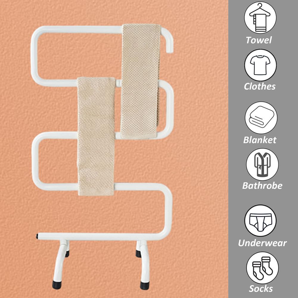 Scaldasalviette Elettrico Bagno da Terra,Porta Asciugamani Bagno Termosifone Elettrico Basso Consumo,Acciaio Inox Termoarredo Asciugamani da Bagno,Plug-in,A White,Plug in