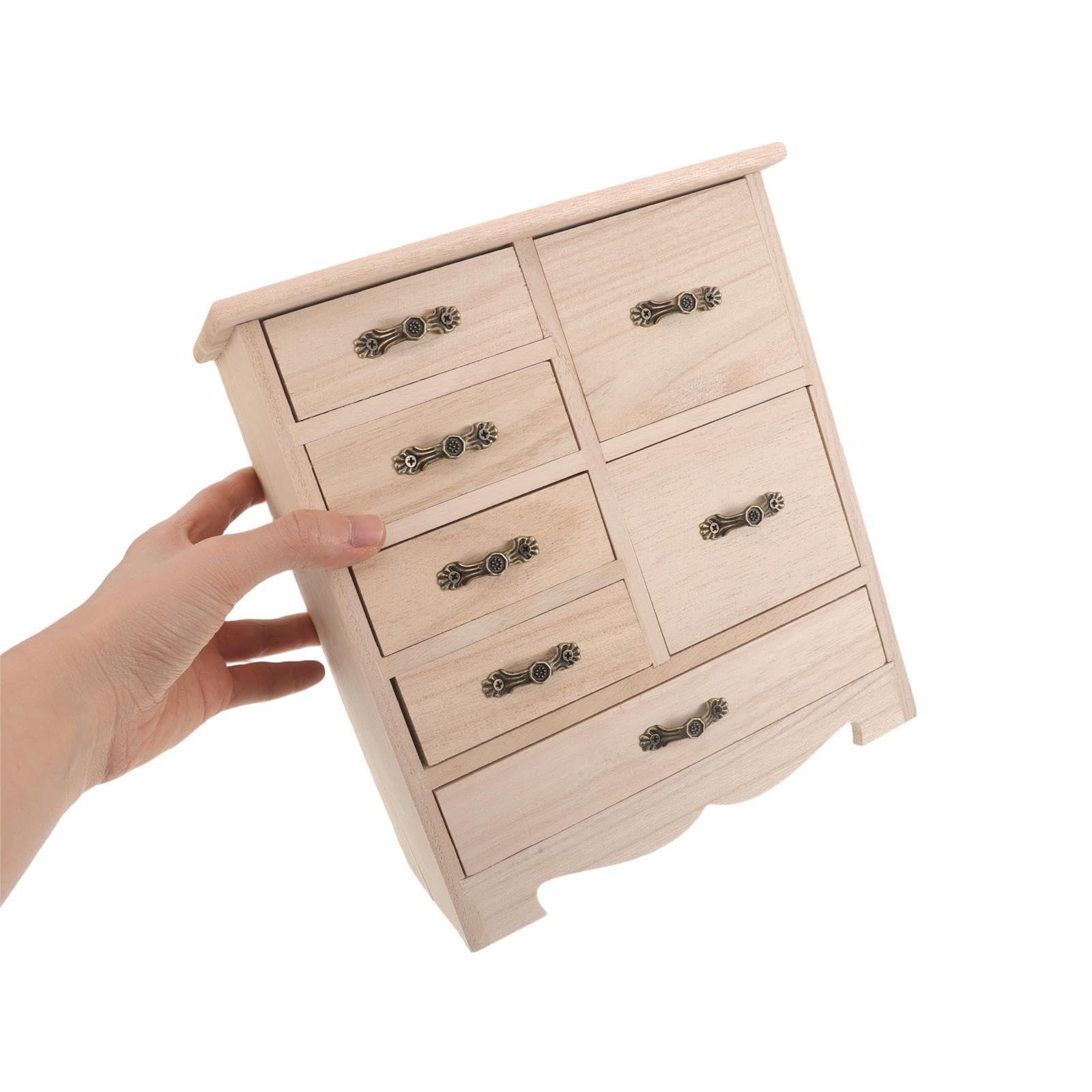 UKCOCO Portagioie Multi Cassetti in Legno Beige per Gioielli e DIY